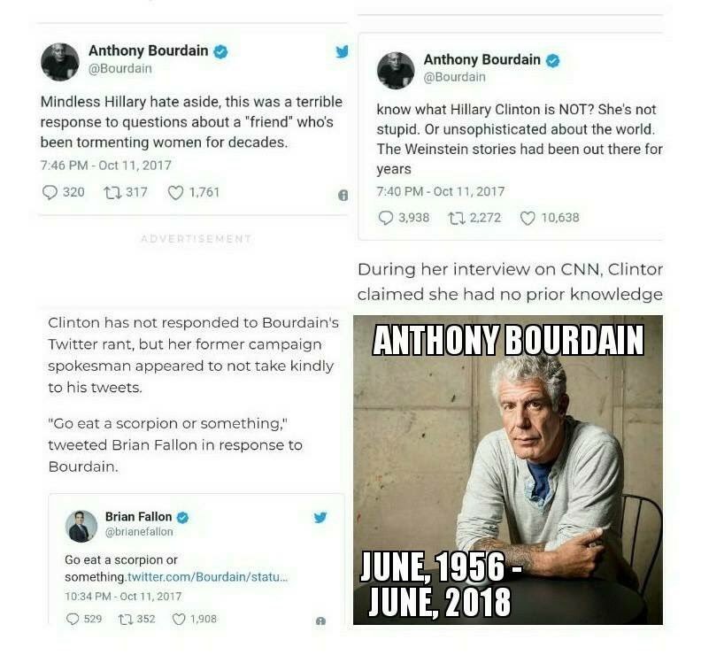 Suicide*"* #Bourdain #Killary #Clinton #Foreshadowing #Weinstein.
